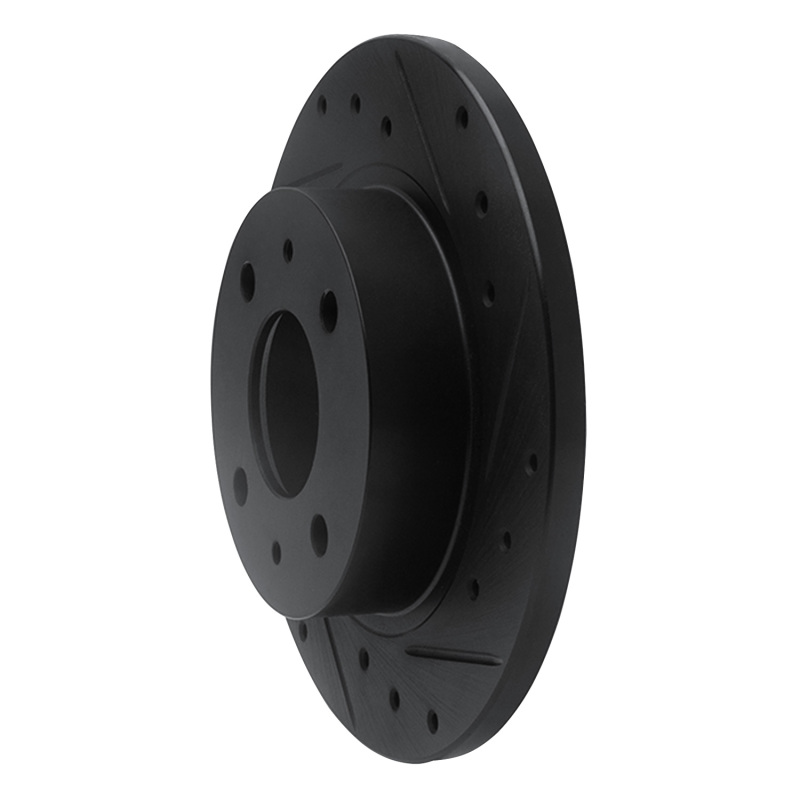 Nissan Tsuru Brake Rotor (1) - Front Right - R1 Concepts - Drilled & Slotted - Black - `86-`06